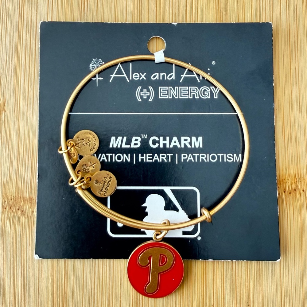Alex and Ani Gold Bracelet with Red MLB Charm